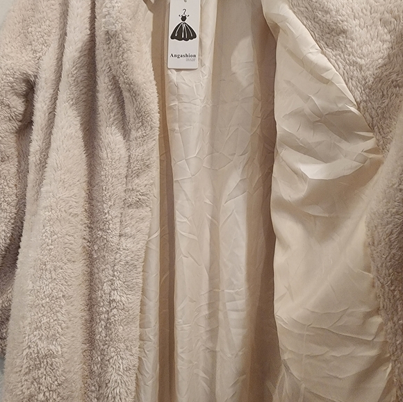 Women's Fuzzy Fleece Lapel Open Front Long Cardigan Coat Faux Fur Warm - Picture 9 of 10